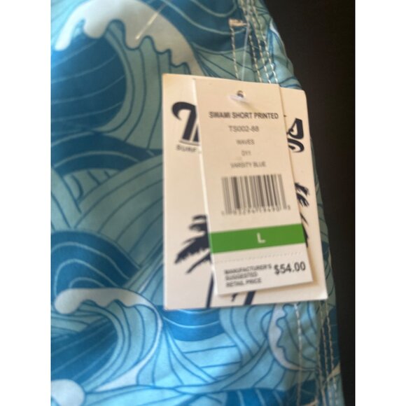 Trunks Surf & Swim Co. Mens Swim Shorts  Wave Print Size L University Blue - Picture 2 of 5